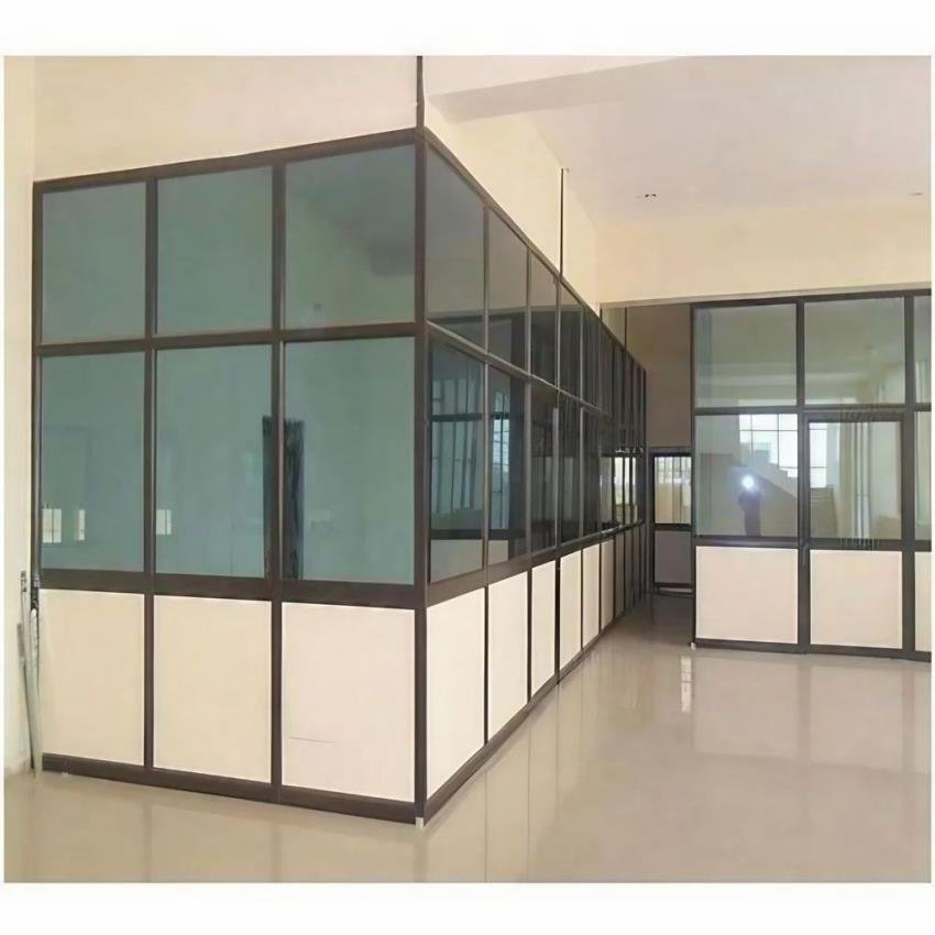 Aluminium-framed office partitions ready for clearance